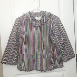 Live a Little Shacket Womens Medium multicolor 100% Cotton Funky 3/4 sleeve